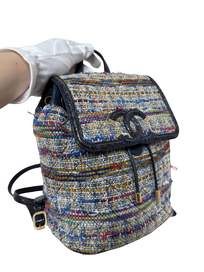 Chanel Dark Blue Multicolor Snakeskin Filigree Backpack