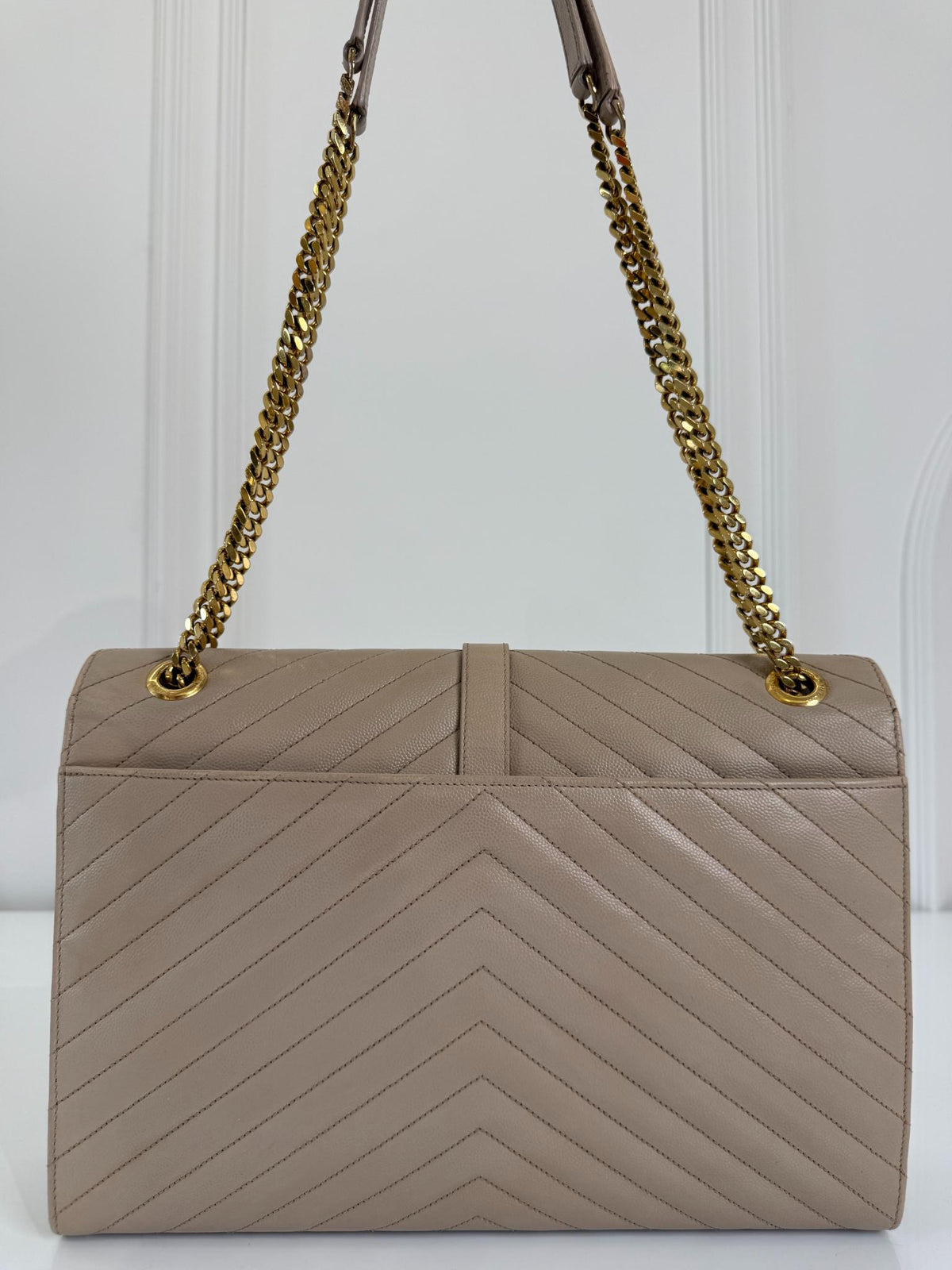 Saint Laurent Beige Grain De Poudre Large Envelope Bag