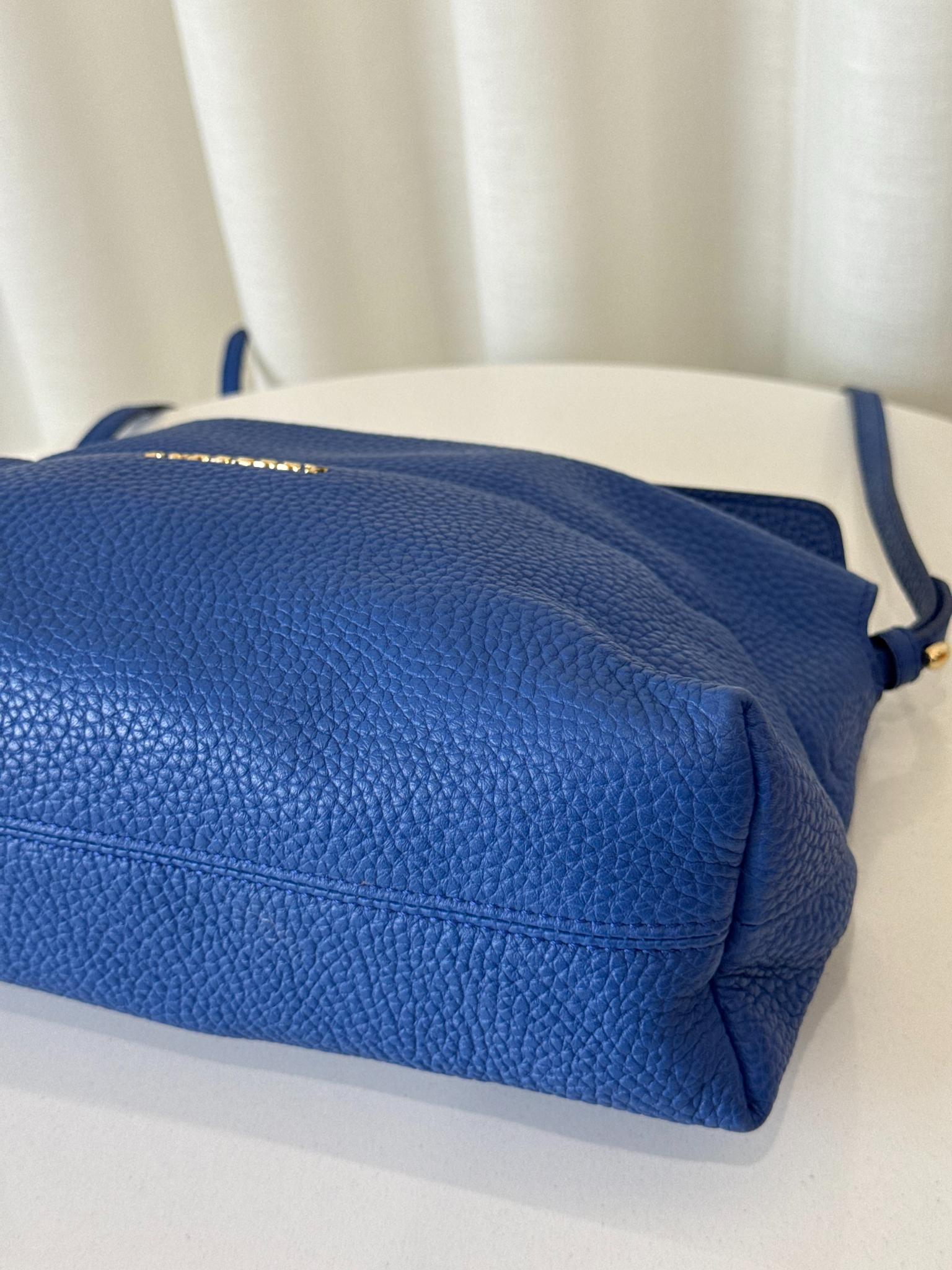 Burberry Small Leah Blue Grained Leather Crossbody Bag