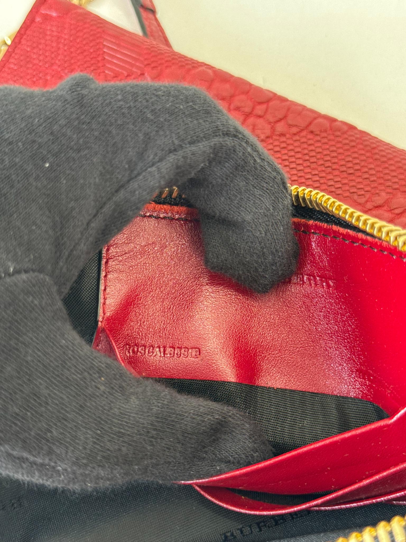 Burberry Red Grained Check Embossed Leather Peyton Crossbody Bag