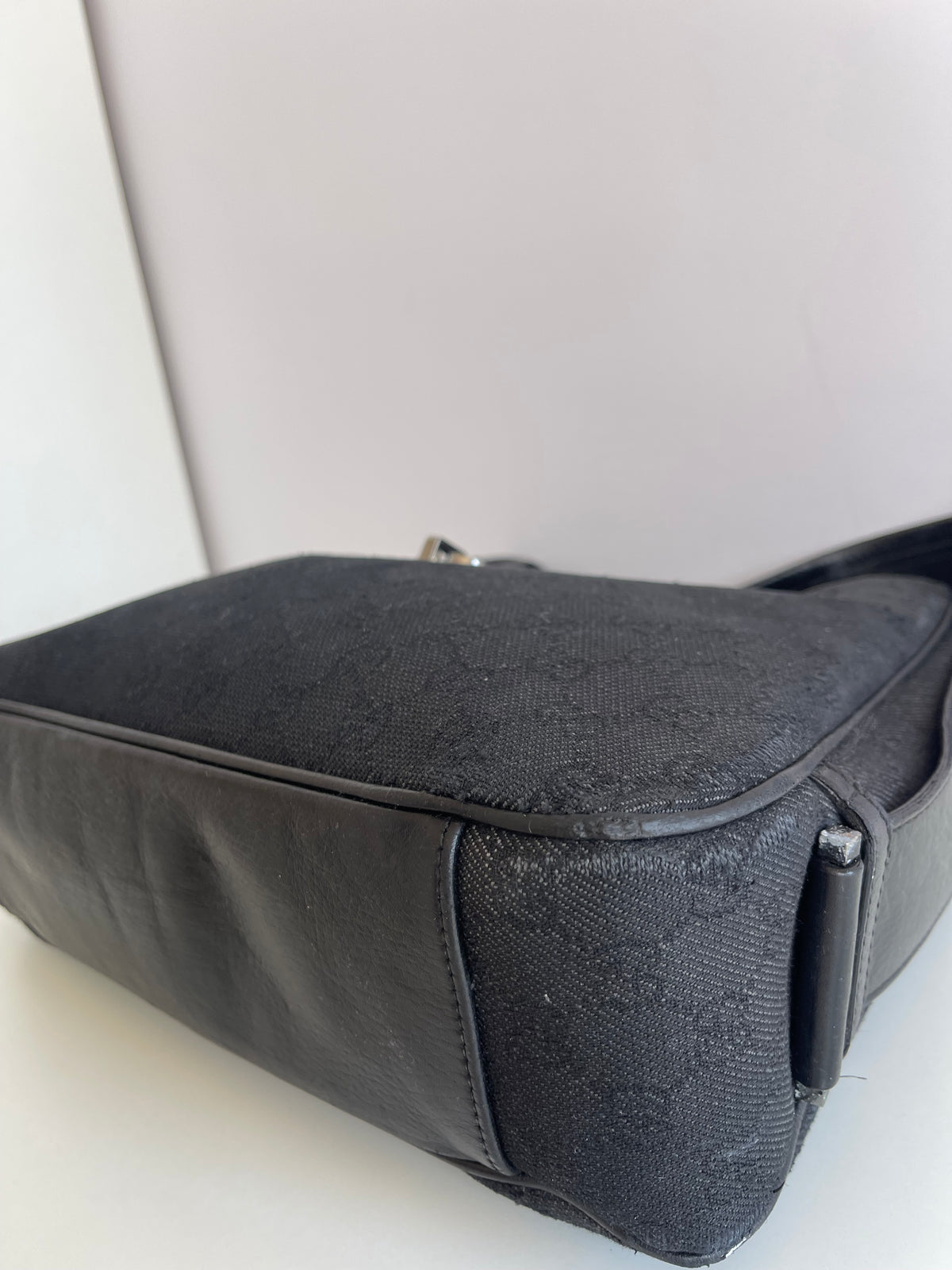Gucci Jackie Vintage Black GG Canvas Shoulder Bag