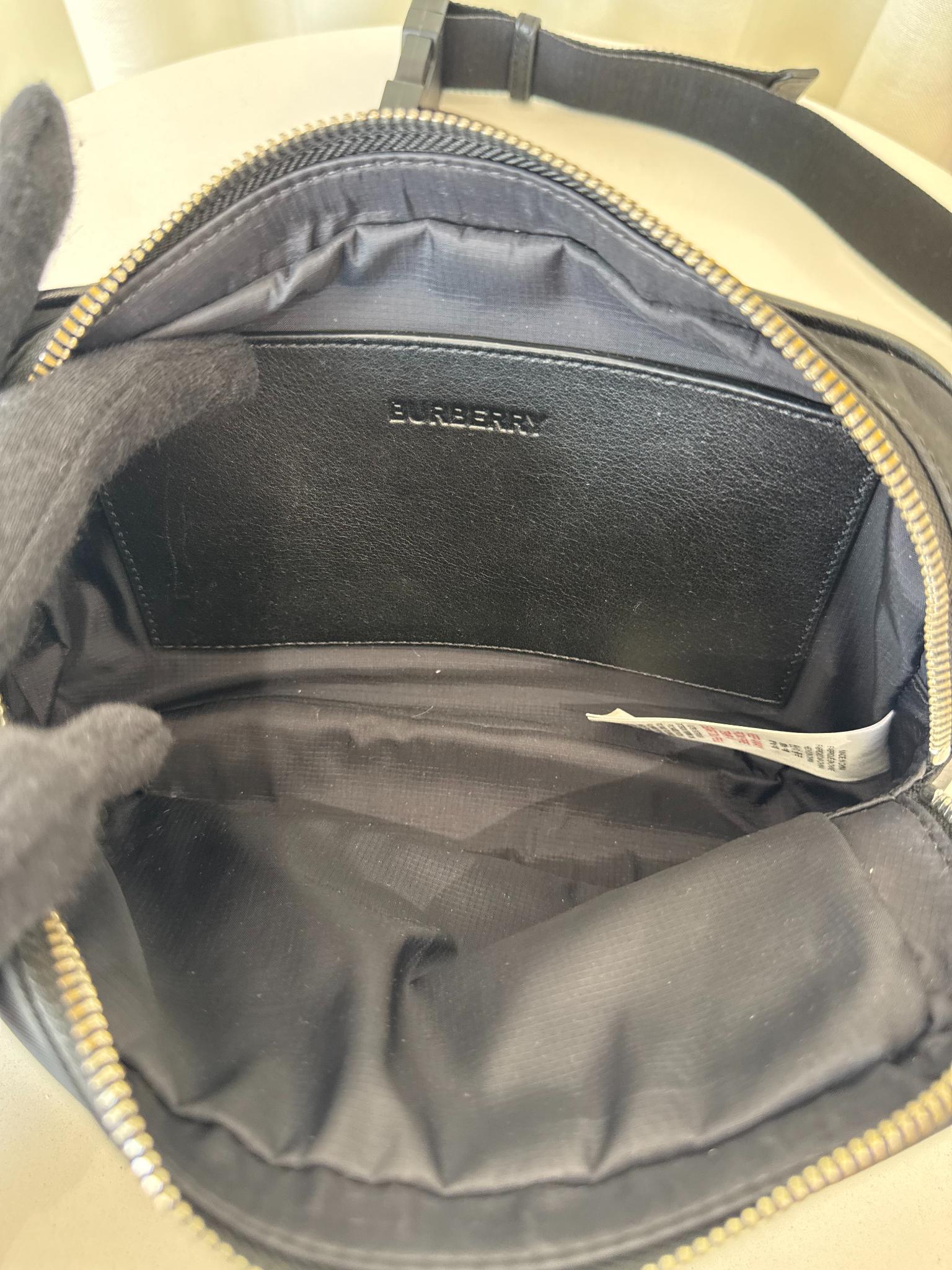 Burberry Black Logo Print Nylon/Leather Belt Bag