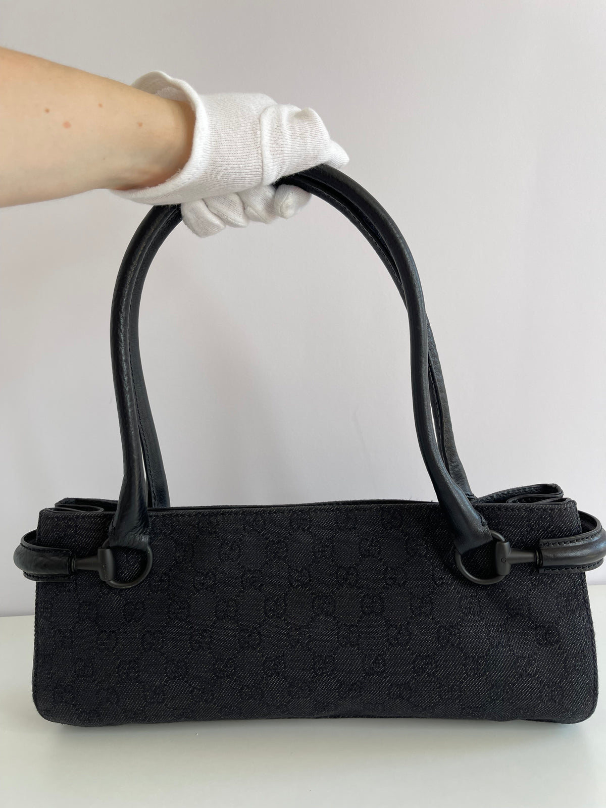 Gucci Black GG Canvas Jacquard Baguette
