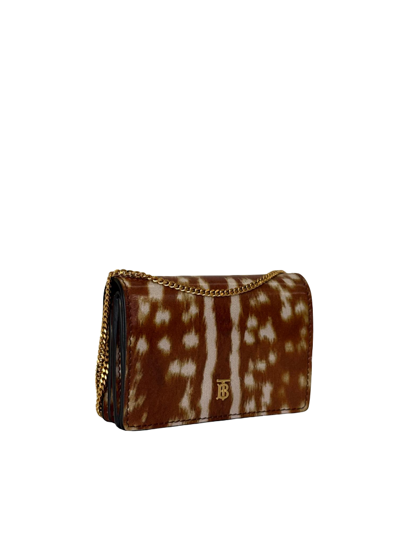 Burberry Patent Leather Deer Print Mini Wallet On Chain