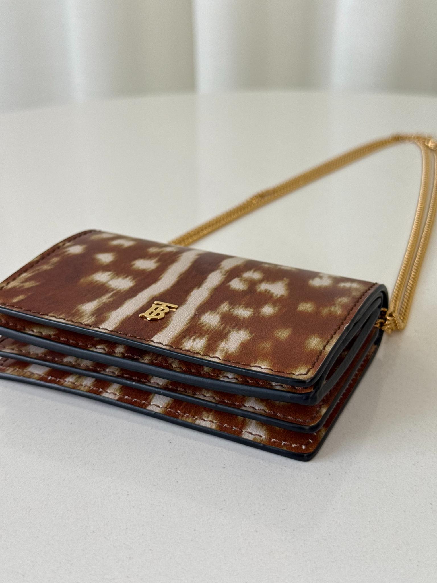 Burberry Patent Leather Deer Print Mini Wallet On Chain
