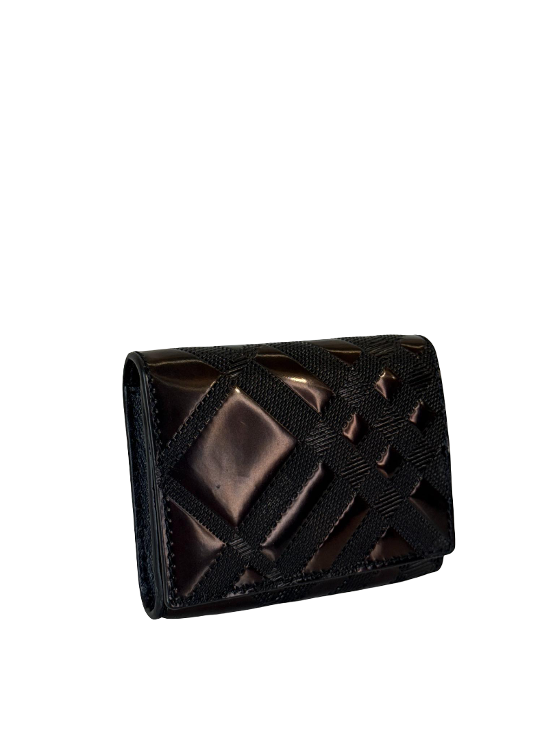 Burberry Black Embossed Check Bifold Cardholder