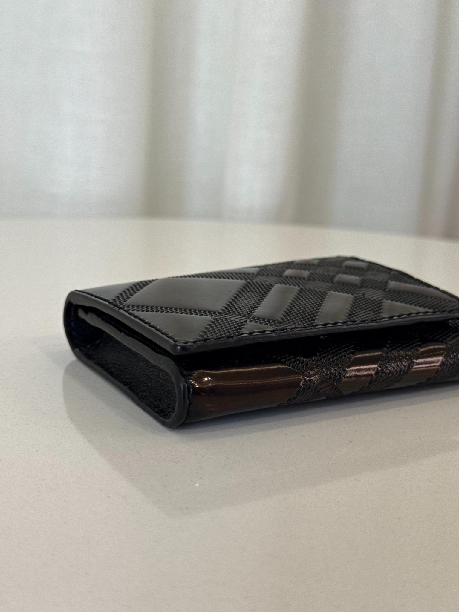 Burberry Black Embossed Check Bifold Cardholder