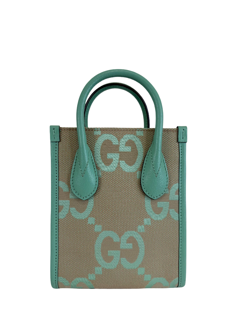 Gucci Beige/Mint Gucci Jumbo GG Mini Tote Bag