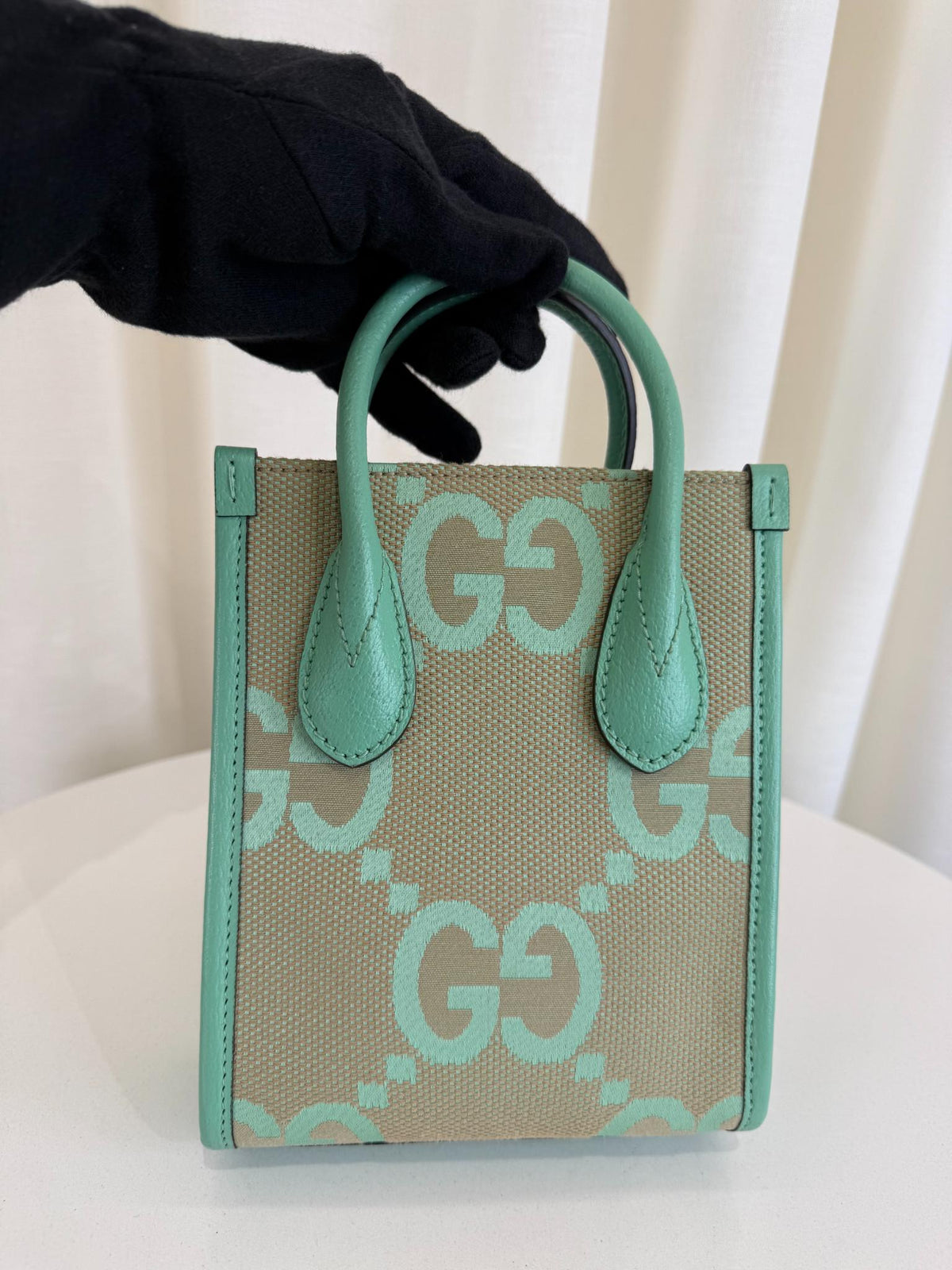 Gucci Beige/Mint Gucci Jumbo GG Mini Tote Bag