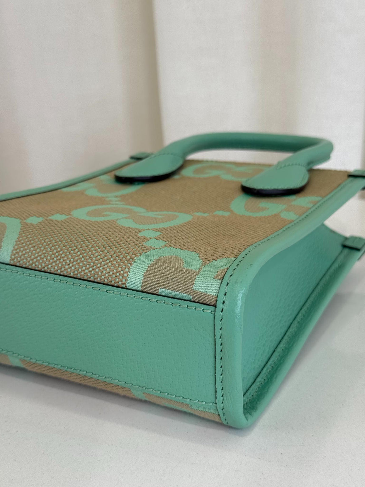 Gucci Beige/Mint Gucci Jumbo GG Mini Tote Bag