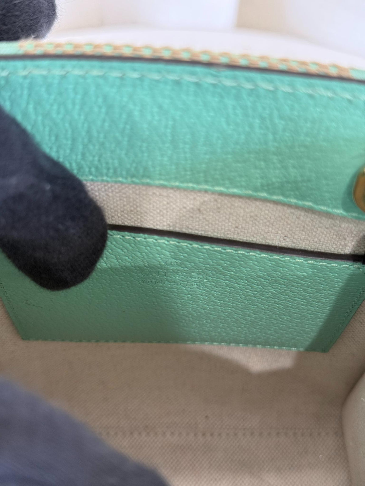 Gucci Beige/Mint Gucci Jumbo GG Mini Tote Bag