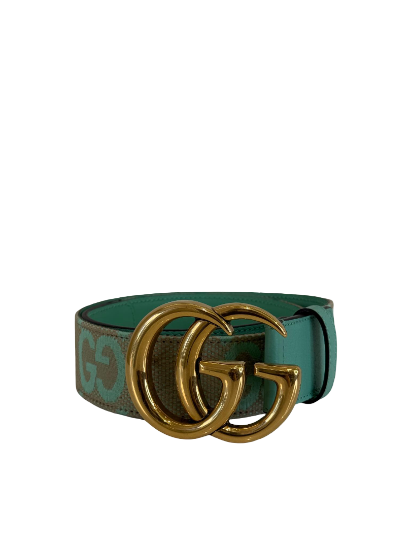 Gucci Beige/Mint Gucci Jumbo GG Wide Belt