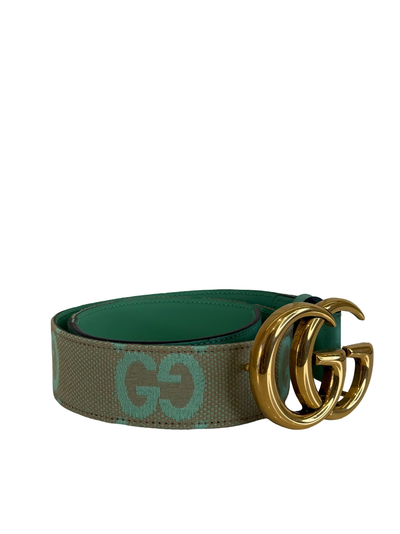 Gucci Beige/Mint Gucci Jumbo GG Wide Belt