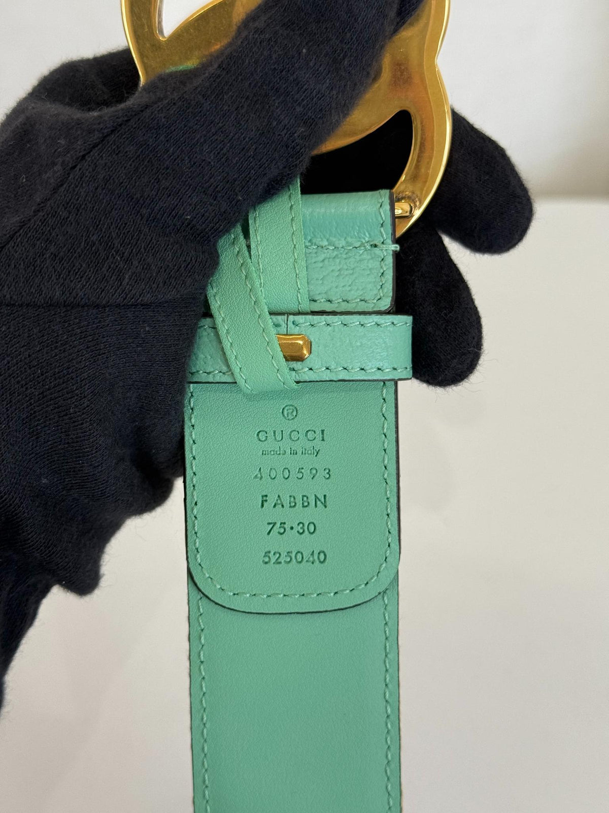 Gucci Beige/Mint Gucci Jumbo GG Wide Belt