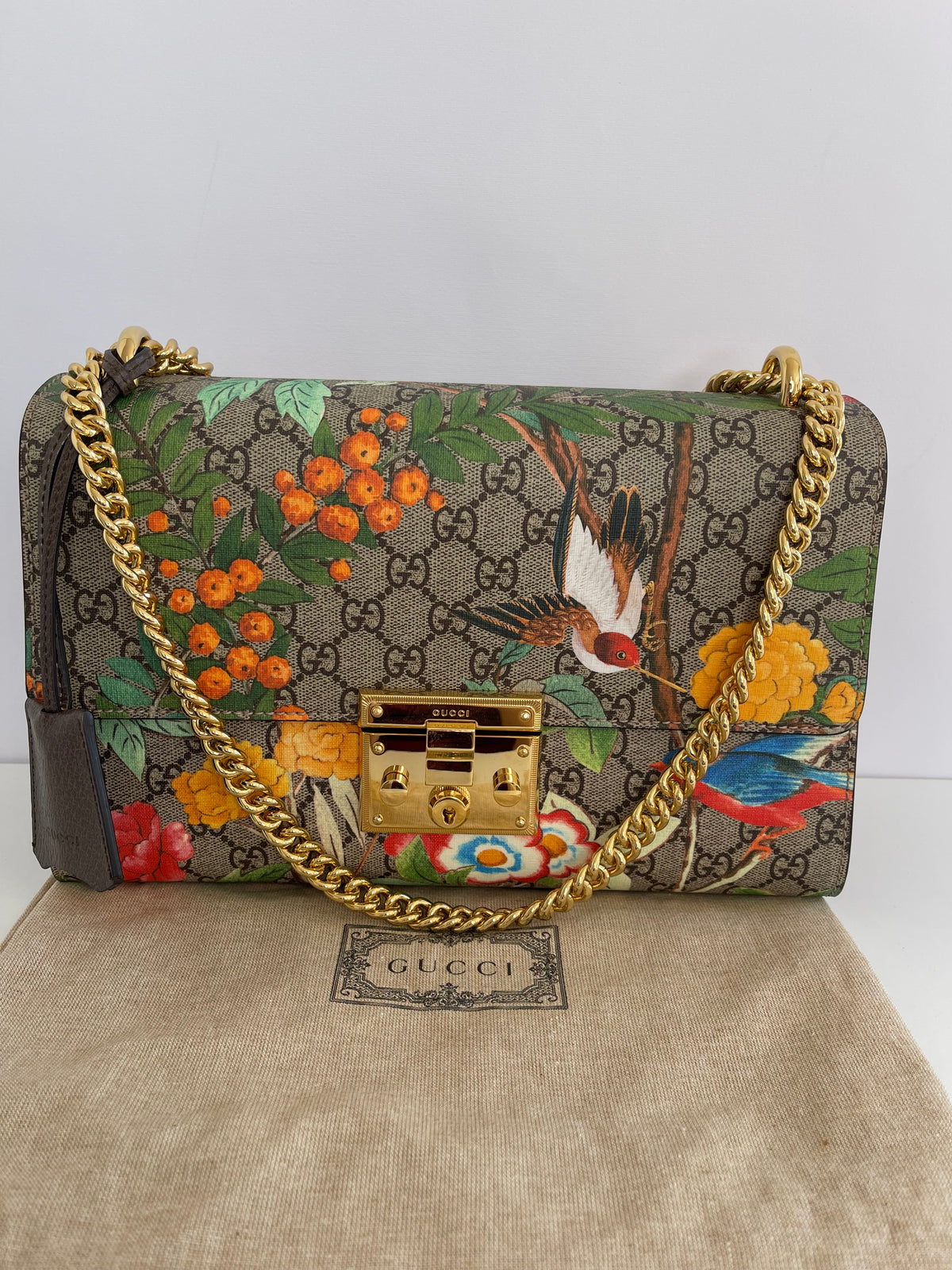Gucci Padlock GG Supreme Tian Shoulder Bag Medium