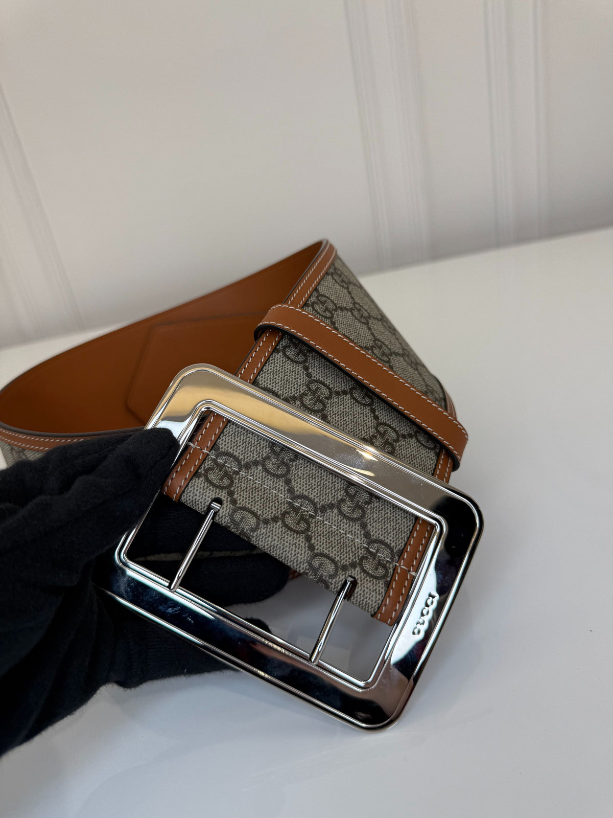 Gucci Beige/Ebony GG Supreme Lunar New Year Wide Belt