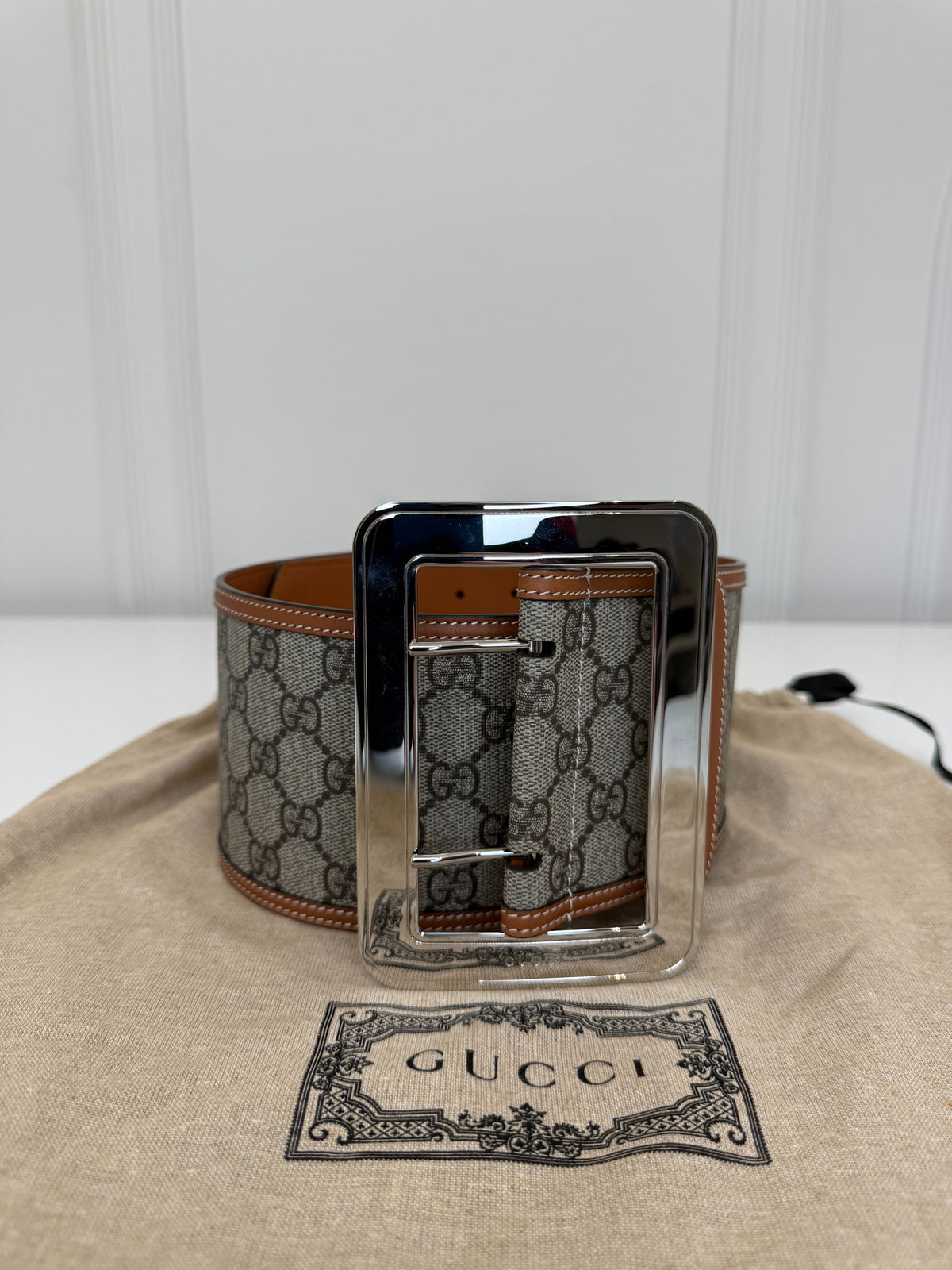 Gucci Beige/Ebony GG Supreme Lunar New Year Wide Belt