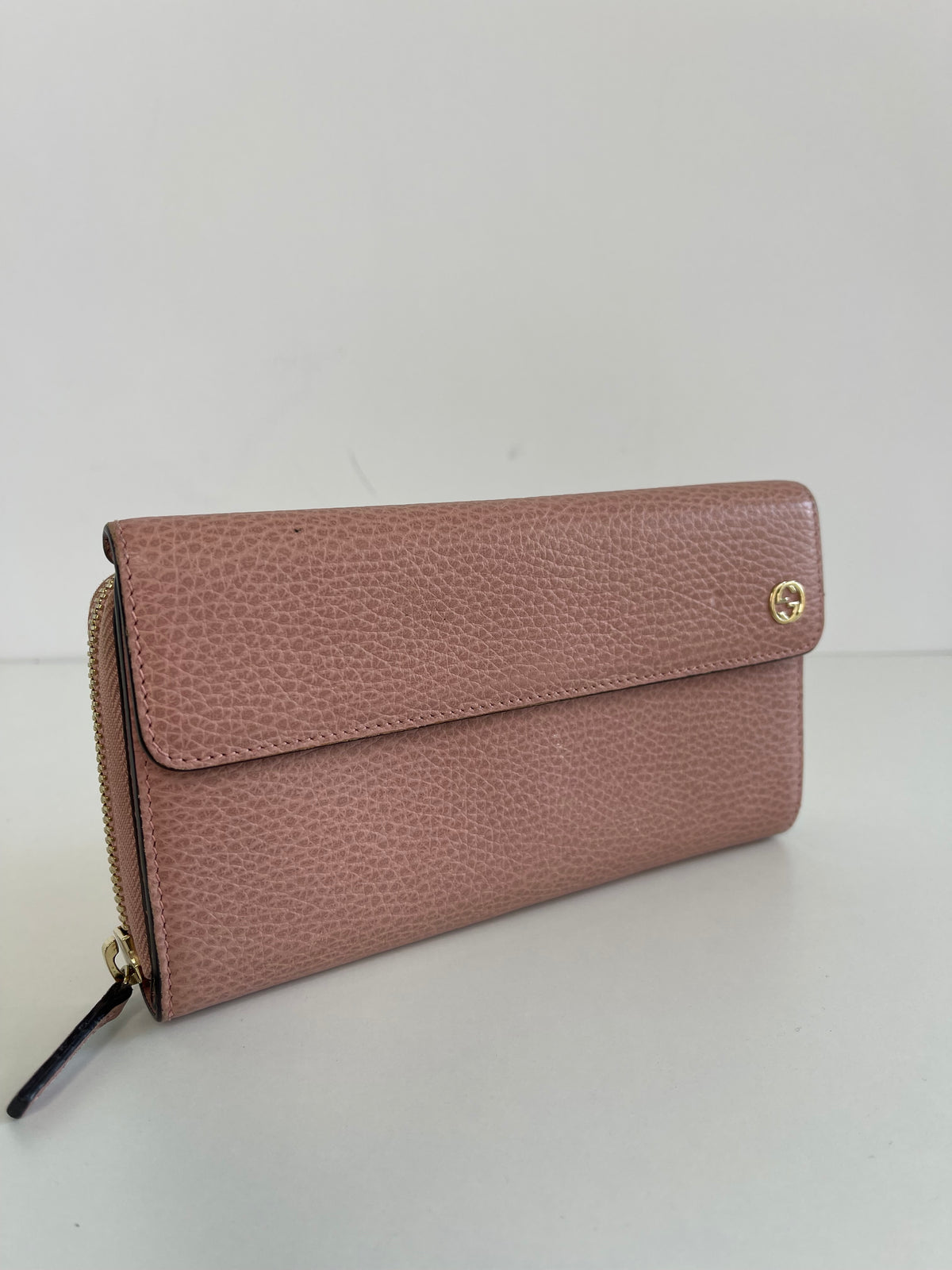 Gucci Interlocking G Pink Leather Long Wallet