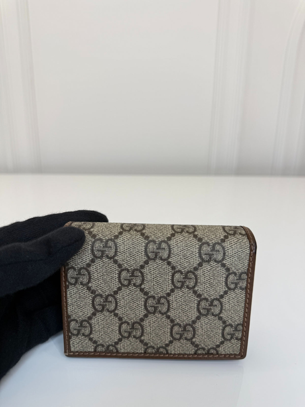 Gucci Horsebit 1955 GG Supreme Canvas and Brown Leather Small Wallet
