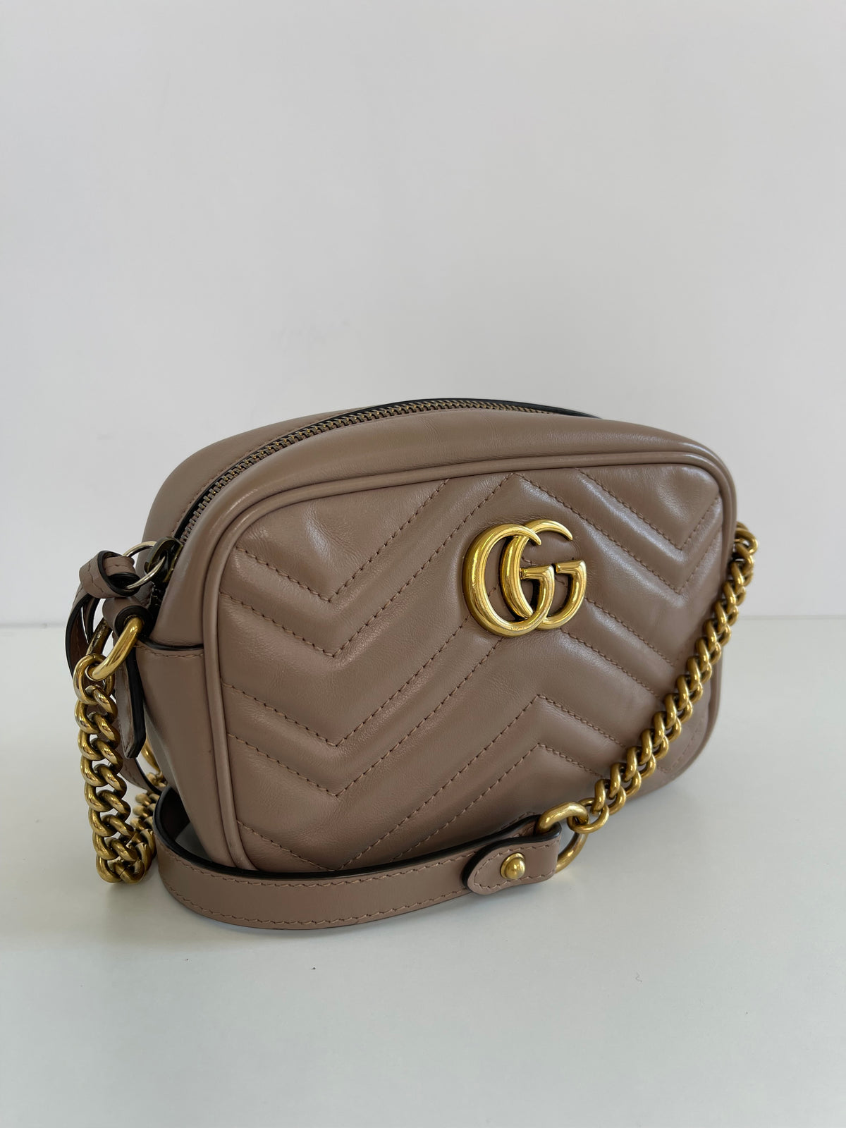 Gucci Mini GG Marmont Matelasse Crossbody Beige