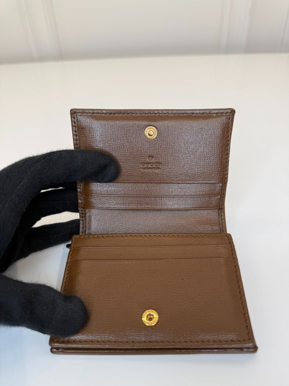 Gucci Horsebit 1955 GG Supreme Canvas and Brown Leather Small Wallet
