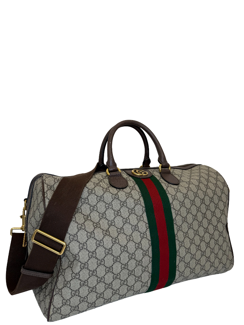 Gucci Beige/Brown GG Supreme Canvas Savoy Medium Duffle Bag