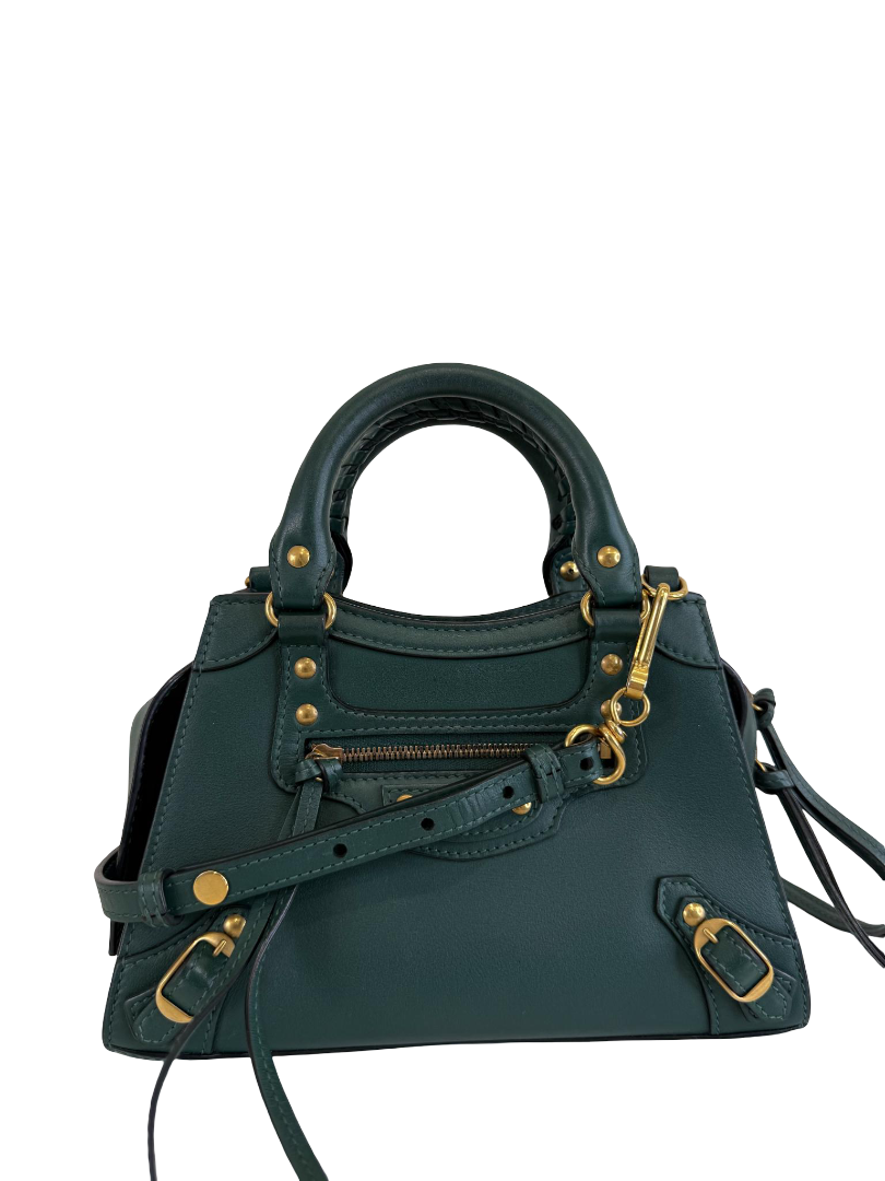 Balenciaga Neo Classic City Mini Green Leather Satchel Bag