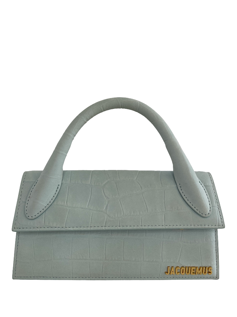 Jacquemus Le Chiquito Long Croc-Embossed Top Handle Bag Light Blue