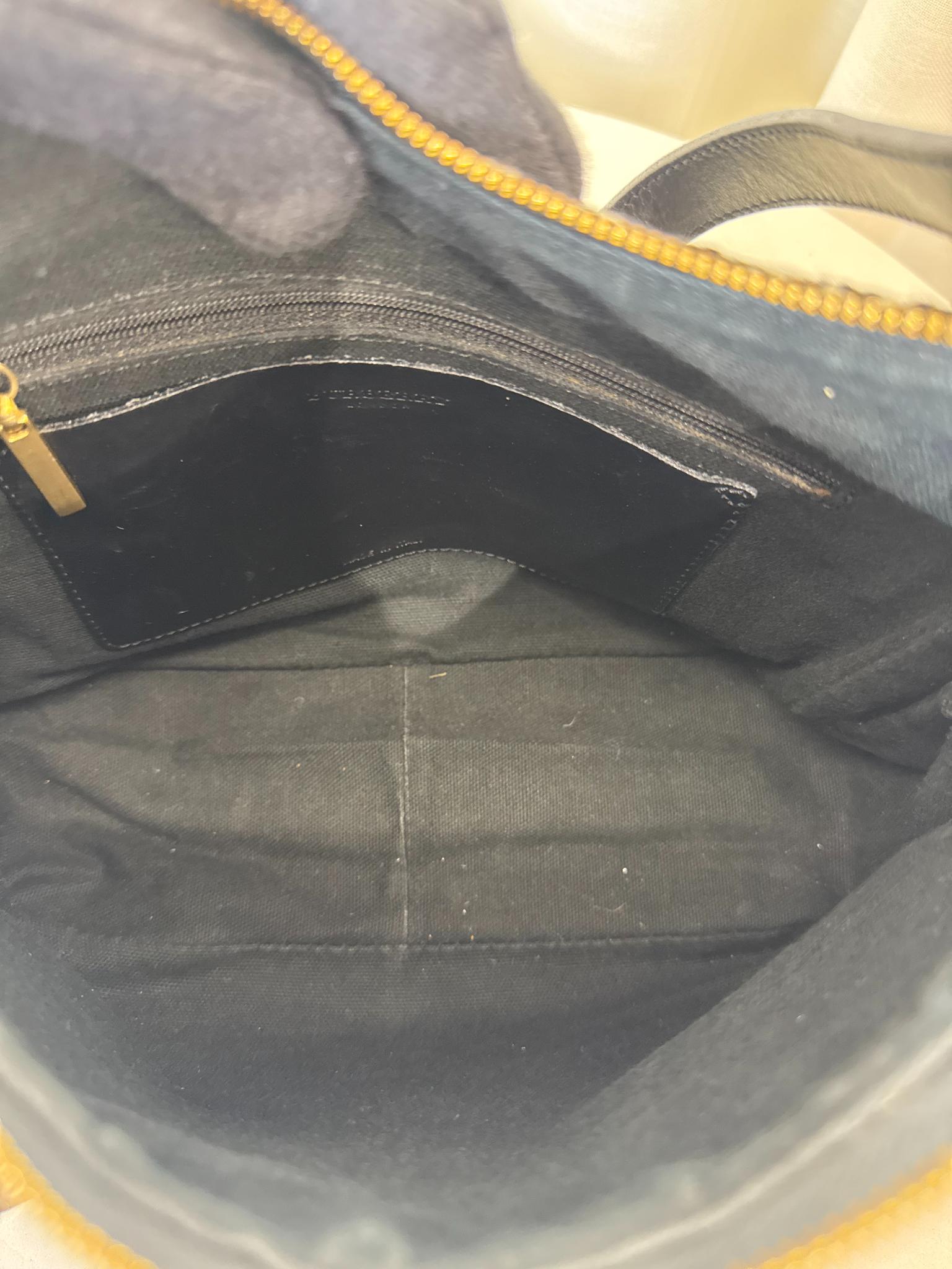 Burberry Black/White Plaid Wool Shoulder Bag