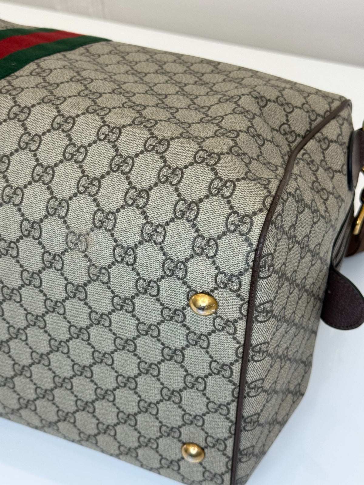 Gucci Beige/Brown GG Supreme Canvas Savoy Medium Duffle Bag