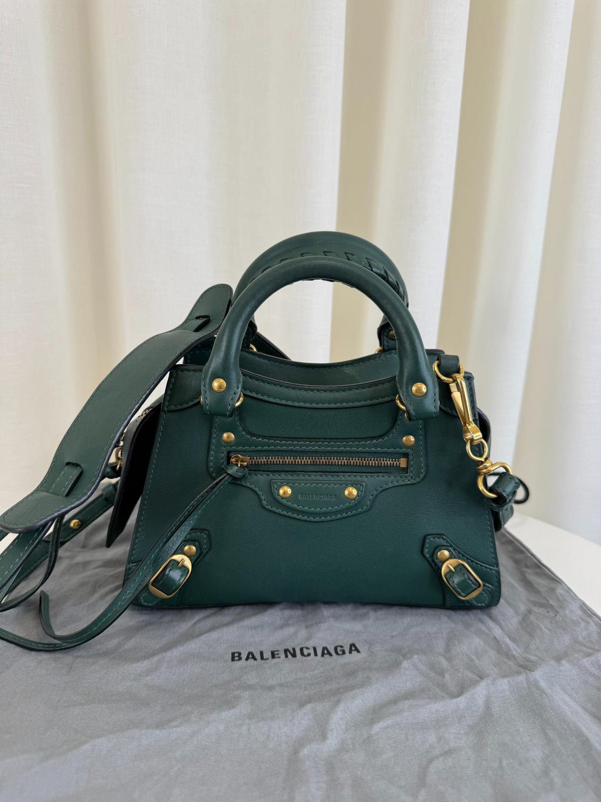 Balenciaga Neo Classic City Mini Green Leather Satchel Bag