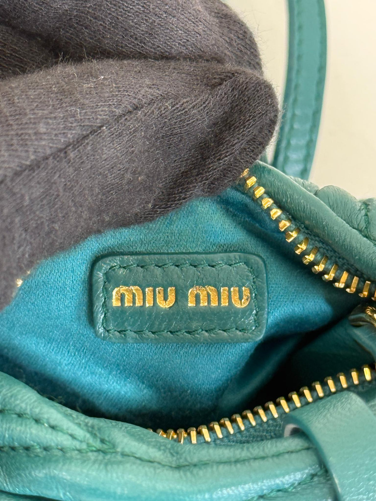 Miu Miu Wander Matelassé Nappa Leather Hobo Micro Bag Lagoon Blue