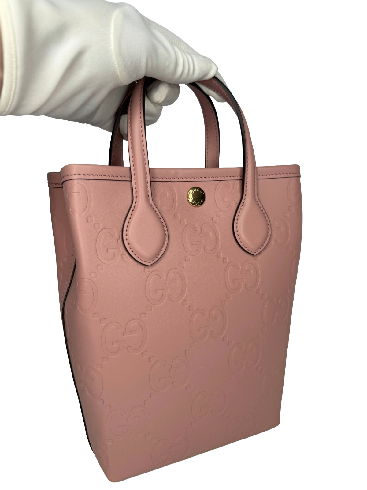Gucci Pink Monogram Leather Retro Mini Tote Bag