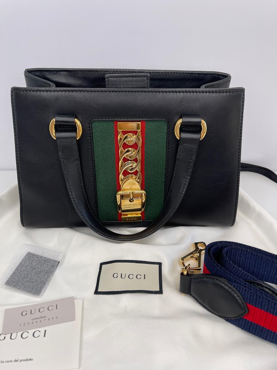Gucci Black Sylvie Web Satchel