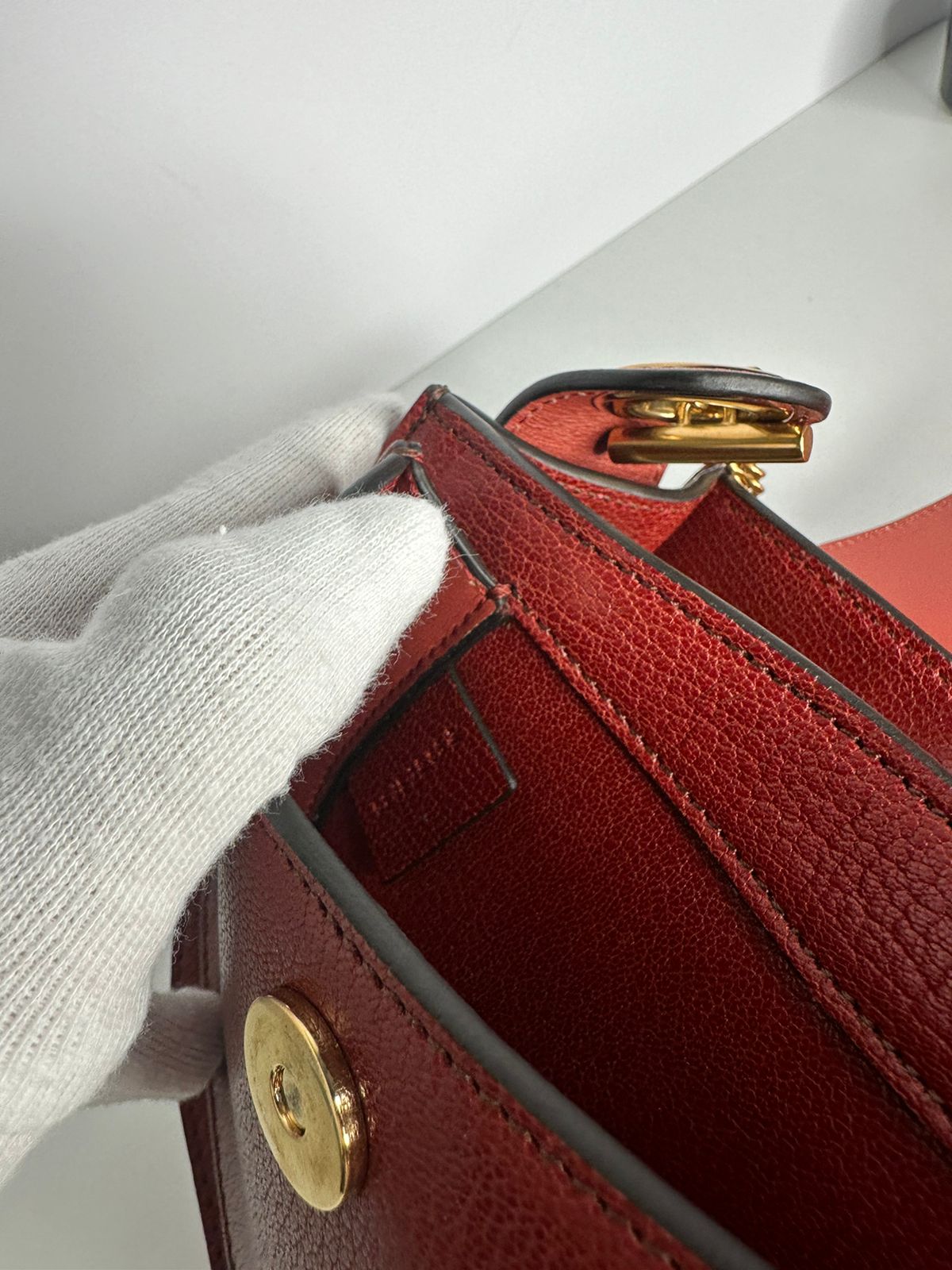 Chloe Red Brown Leather Small Tess Shoulder Bag