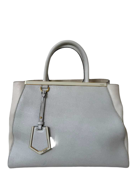 Fendi Grey/Beige Leather Medium 2Jours Tote Bag