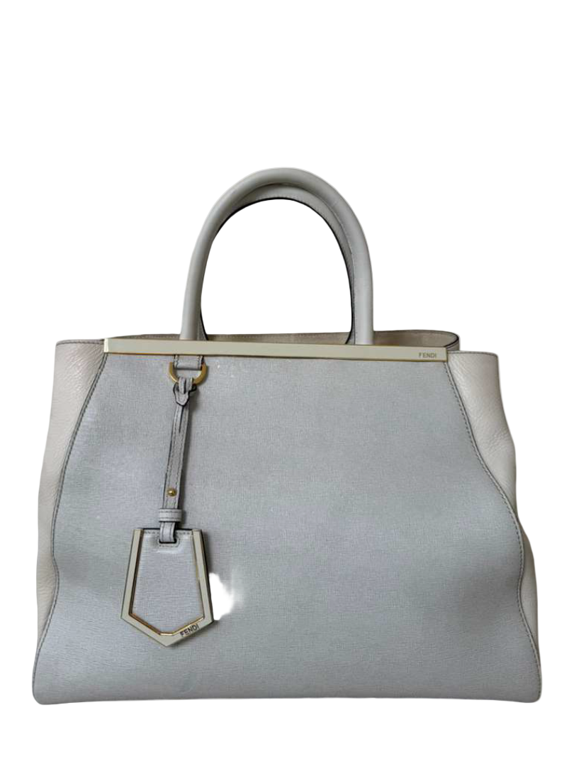 Fendi Grey/Beige Leather Medium 2Jours Tote Bag