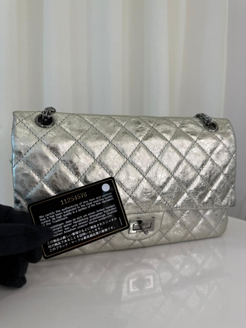Chanel 2.55 Reissue Silver Metallic Aged Calfskin 226 Double Flap