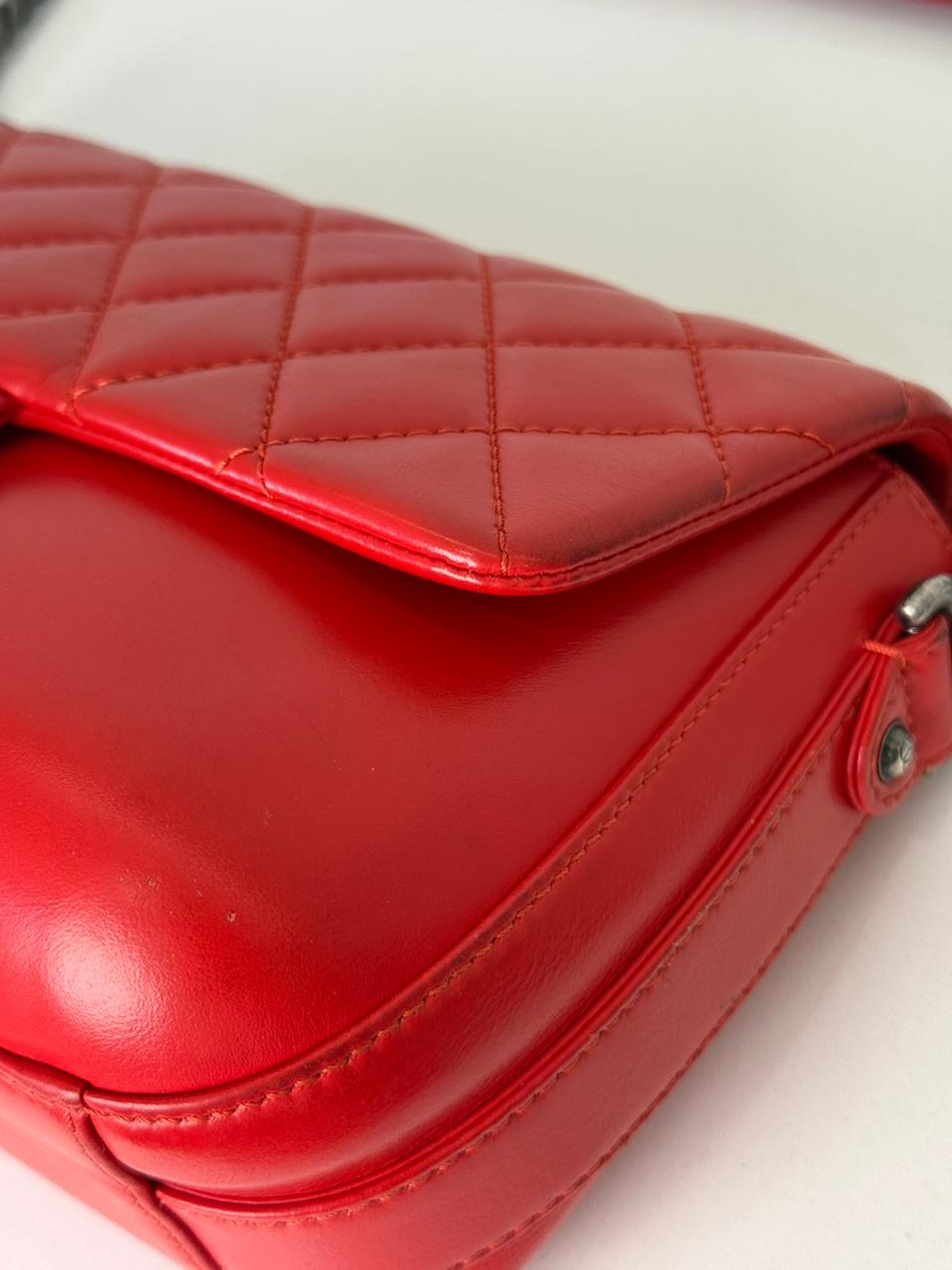 Chanel Red Calfskin Quilted Medium Rock My Shoulder Flap Bag