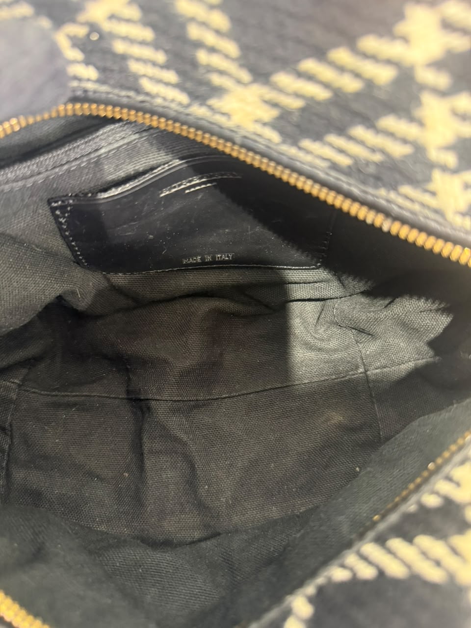 Burberry Black/White Plaid Wool Mini Tote Bag