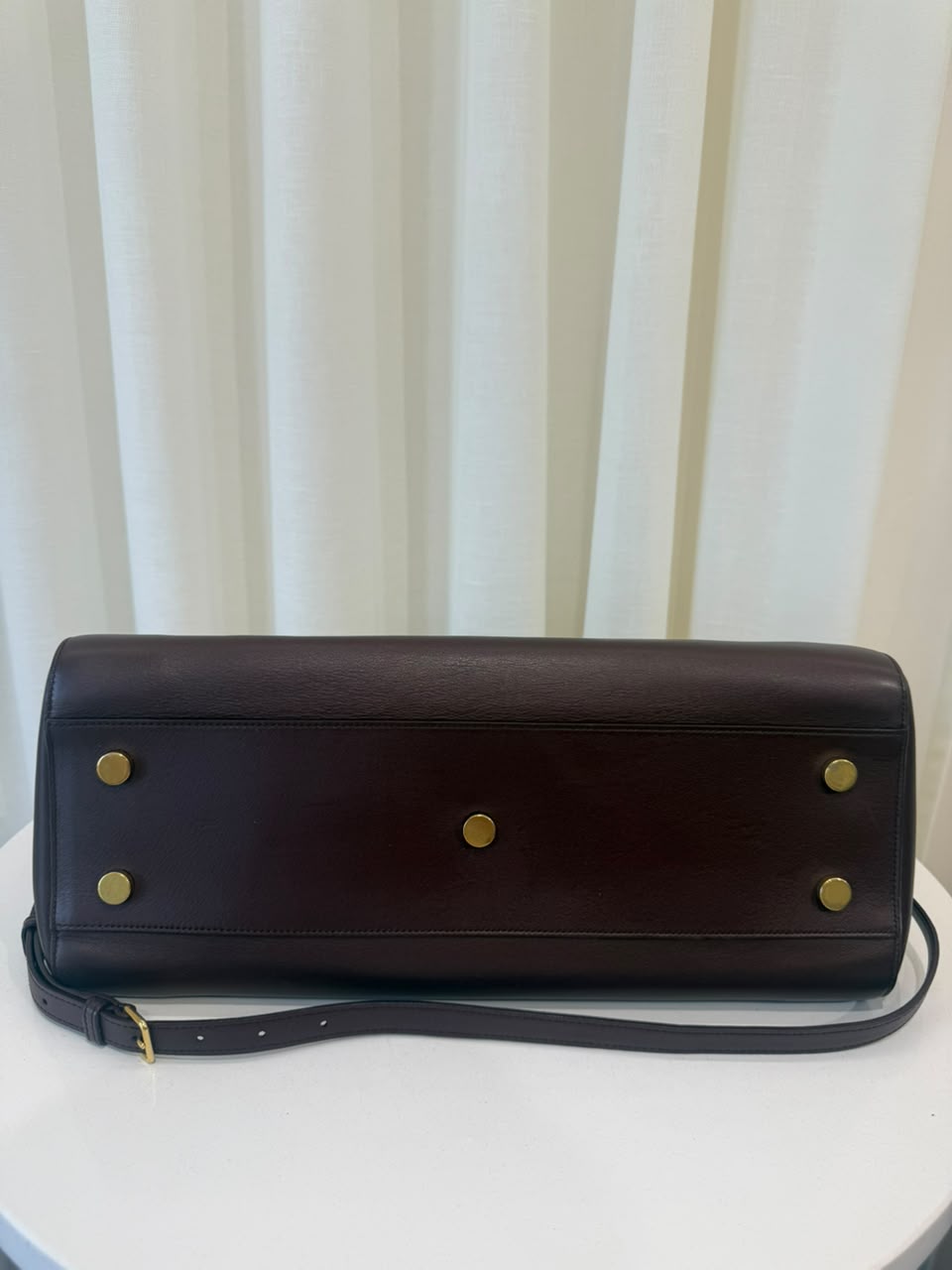 Saint Laurent Burgundy Leather Rive Gauche Cabas Tote