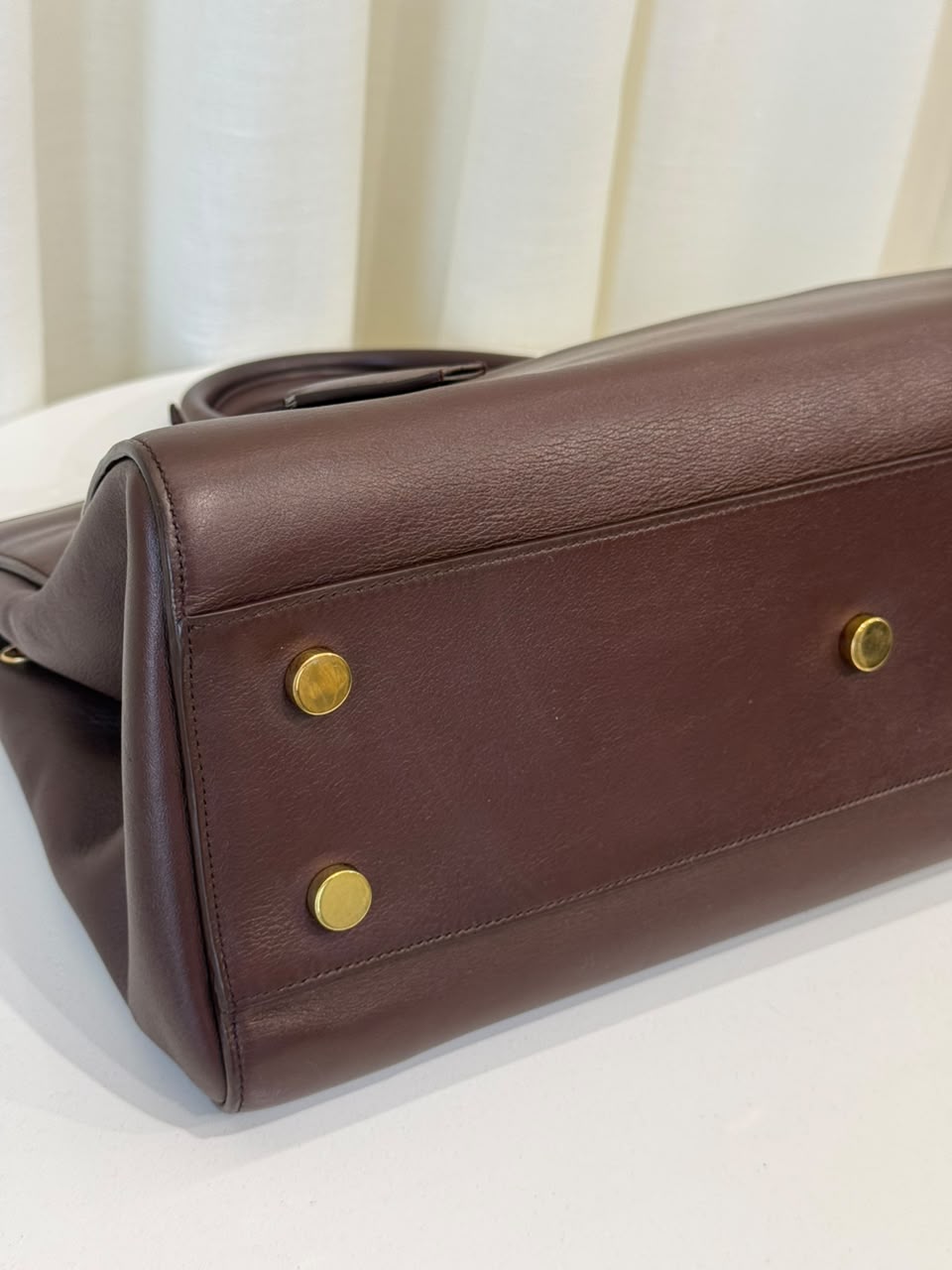 Saint Laurent Burgundy Leather Rive Gauche Cabas Tote