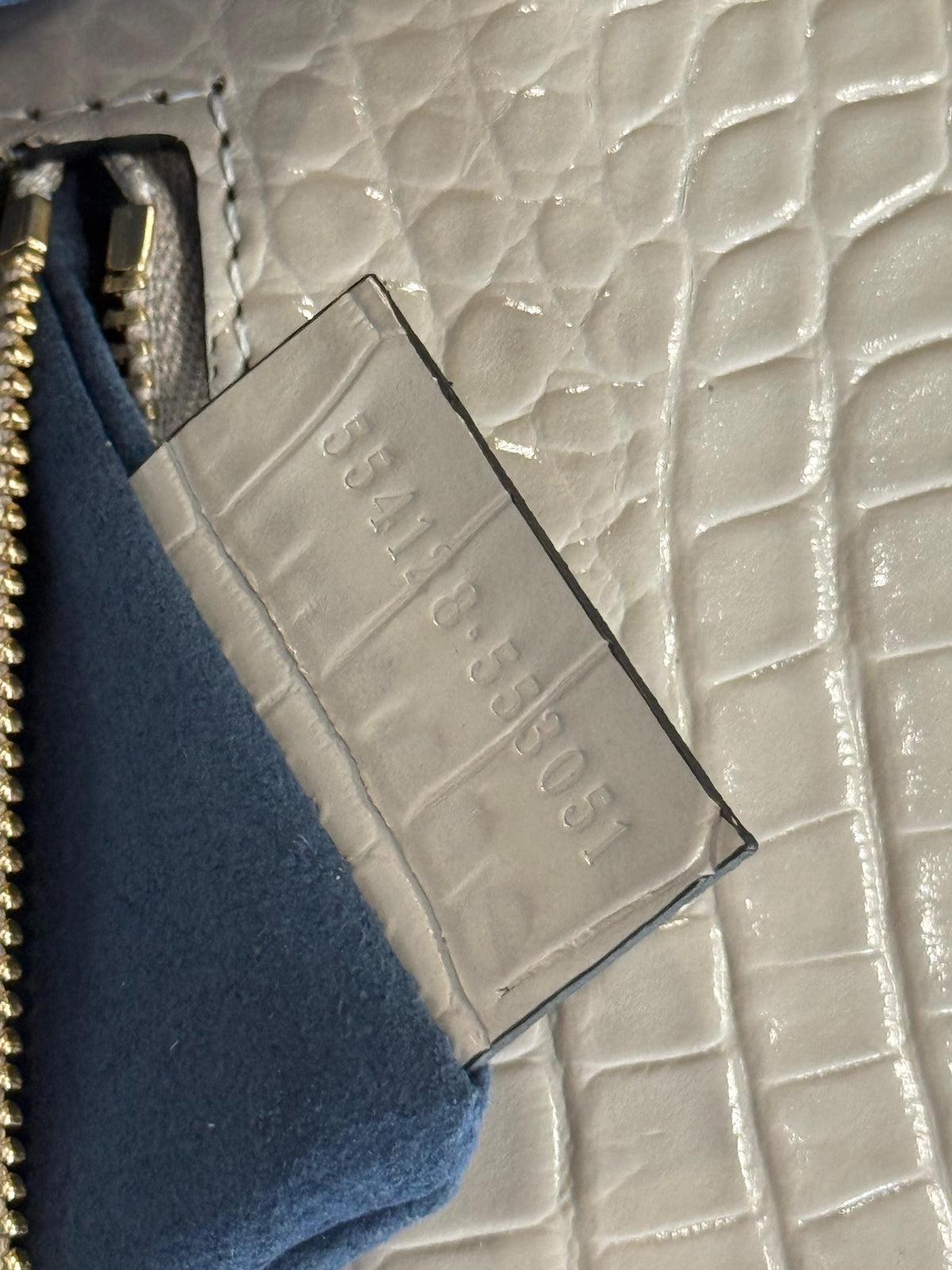 Alexander McQueen Croco Embossed Jeweled Faded Grey