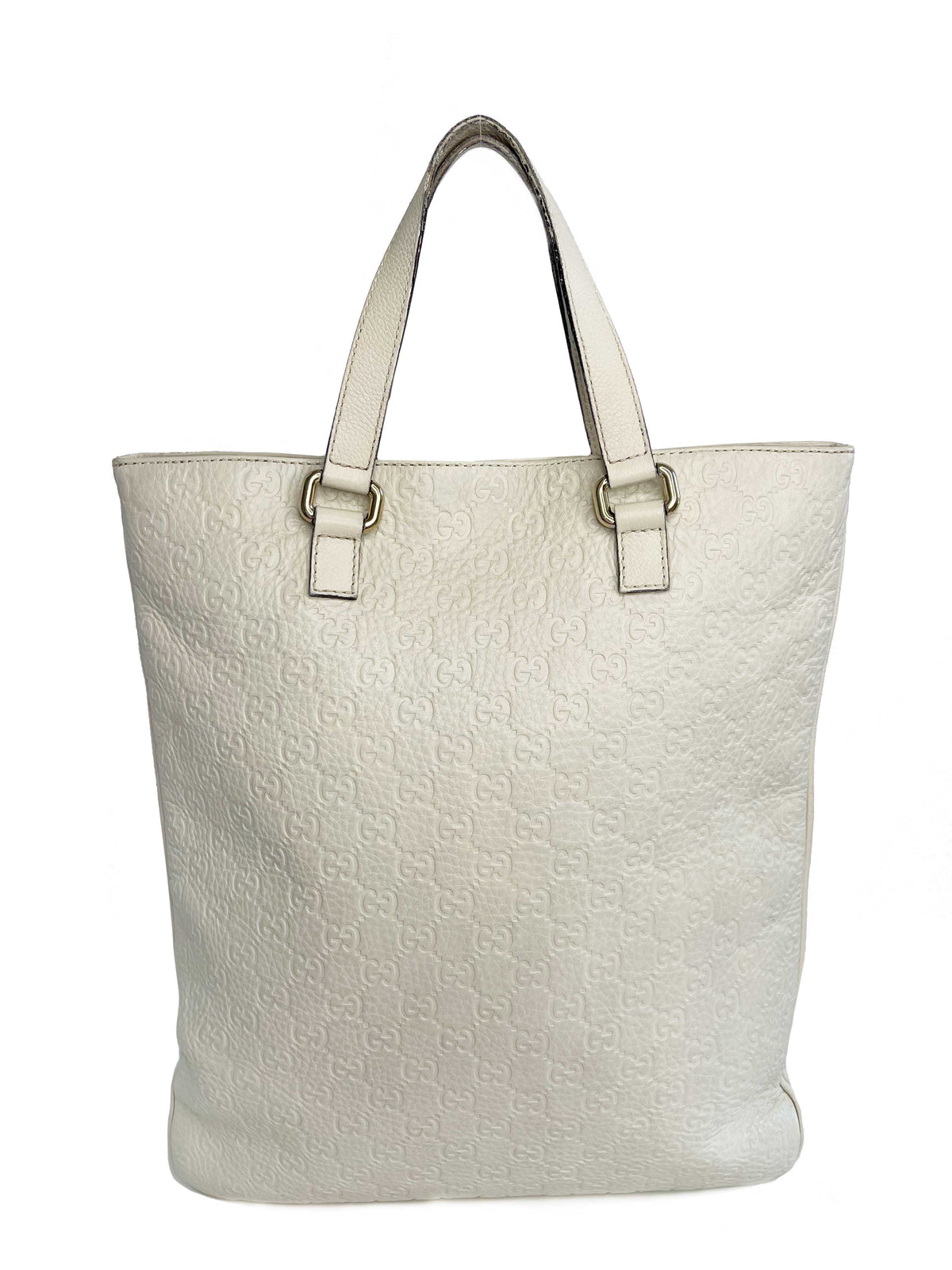 Gucci Guccissima Flat Vertical Tote Off White