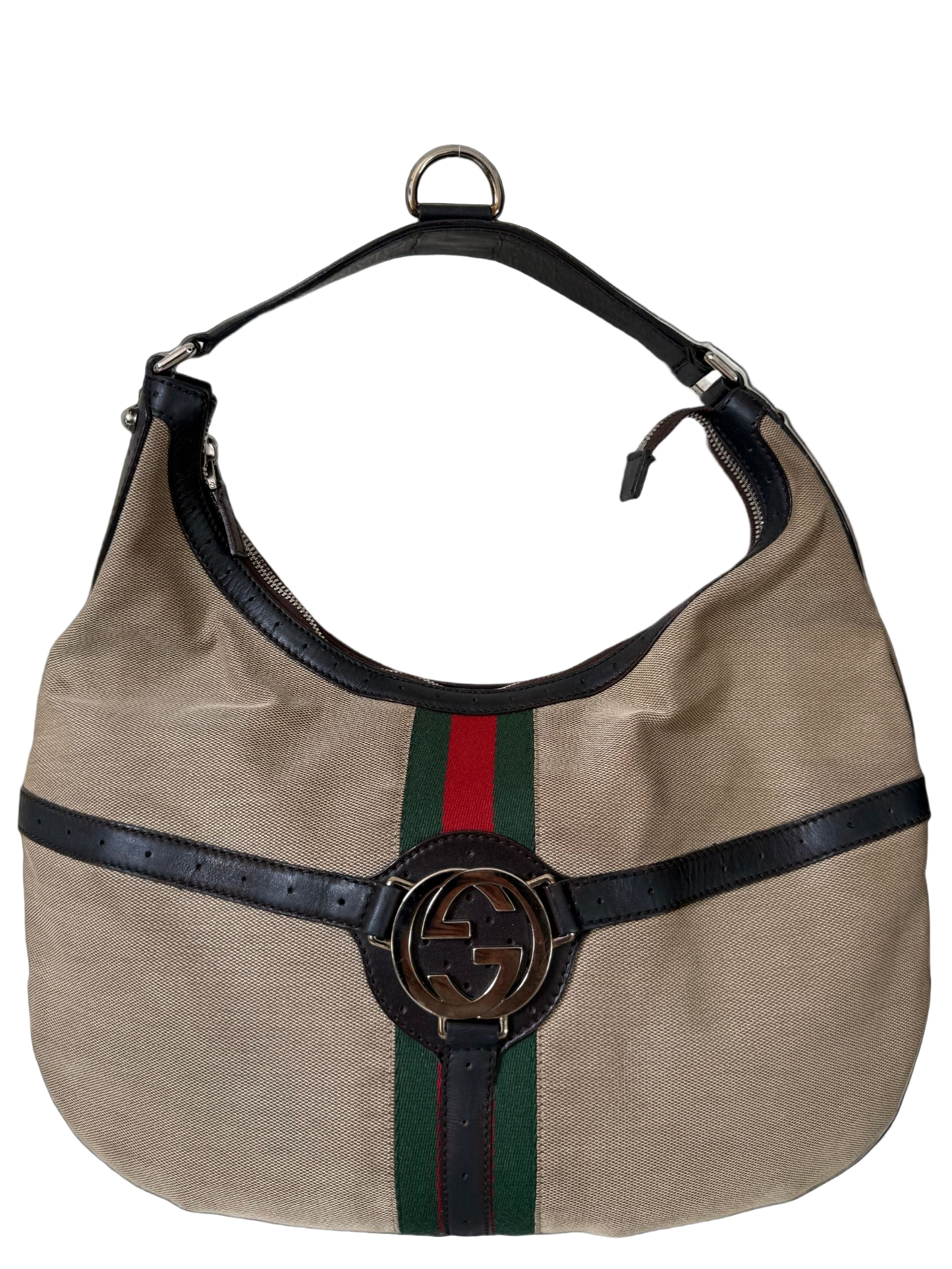 TEST Gucci Beige Canvas Web Reins Large Hobo (Copy)