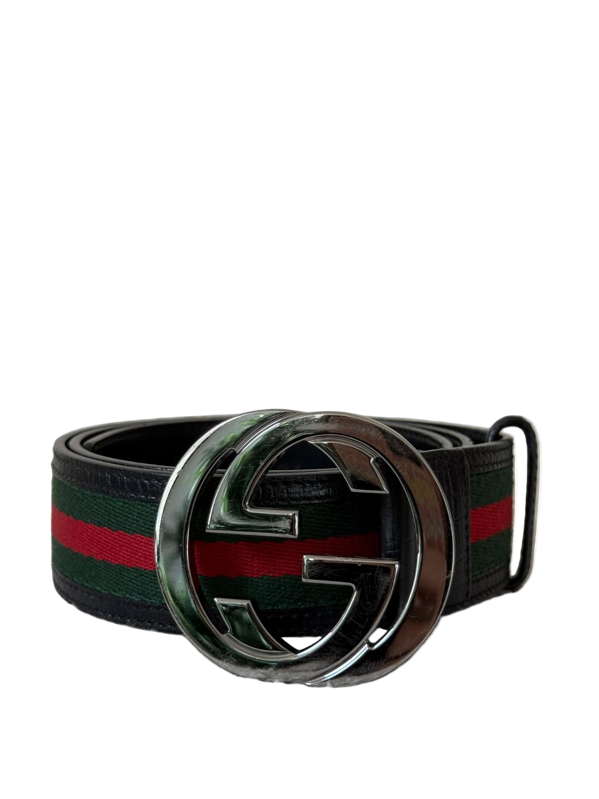 TEST Gucci Green/Red Web Fabric and Leather Interlocking GG Buckle Belt (Copy)