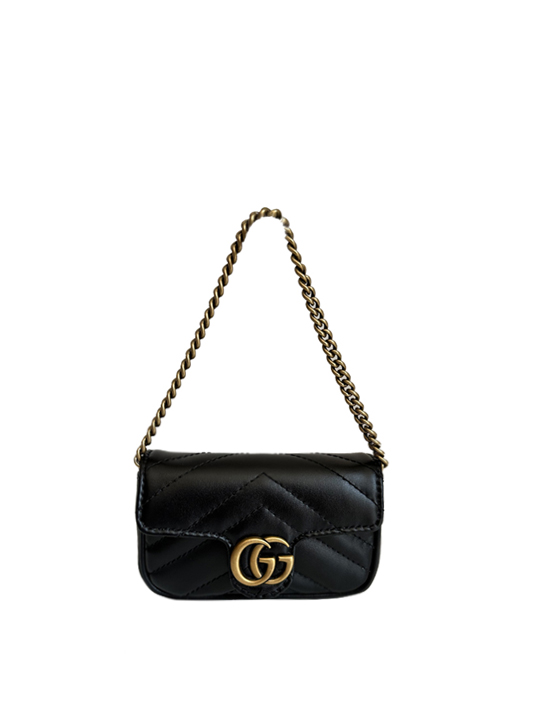 Gucci GG Marmont 2.0 Black Leather Coin Case - Vilma's Vault