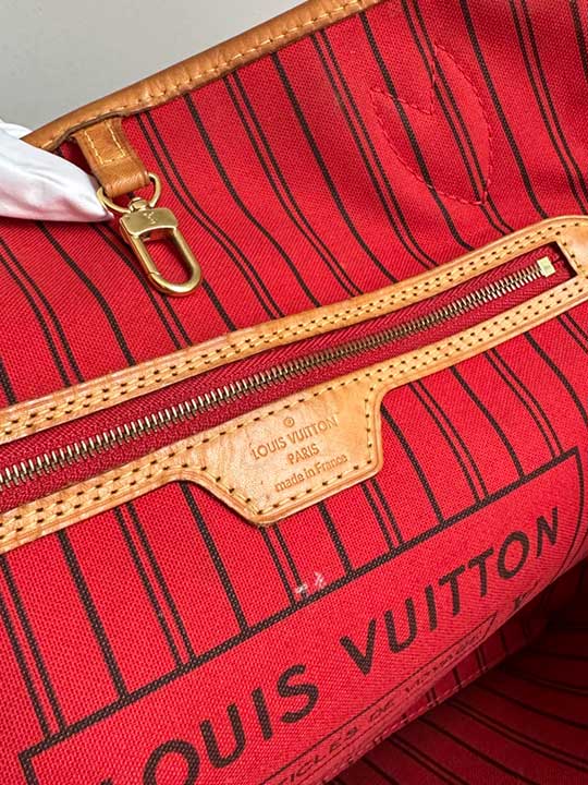Louis Vuitton Neverfull MM Set, Monogram with Red Lining, Preowned