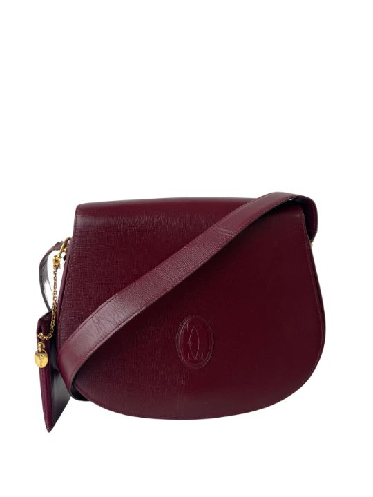 Cartier Bordeaux Leather Rounded Bottom Shoulder Bag with