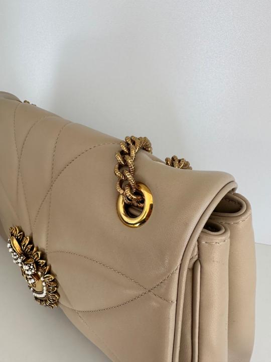 Dolce & Gabbana Devotion Beige Quilted Nappa Leather Shoulder Bag ...
